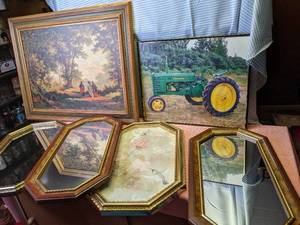 lot 280 image: John Deere Tractor Framed Print Gl...