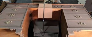 Large desk top measures 65 x 36...