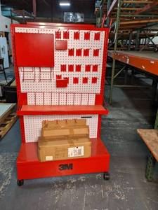 Pegboard display on wheelswith acce...