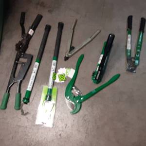 Tote of Greenlee cutters, 12 fish ...