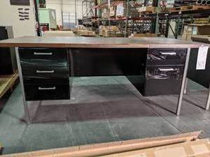 Desk and cabinet, desk top is 3 x 6...