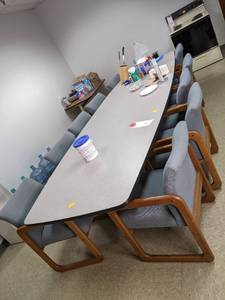 Large conference room table with 10...