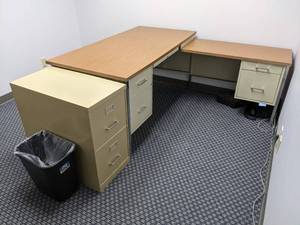 Desk file cabinet and chair...