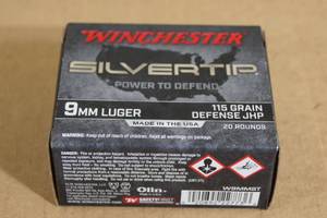 lot 17 image: 20 Winchester Silvertip 9mm Luger 115 Gr Defense JHP Ammo