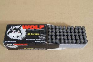 lot 25 image: 50 Wolf .30 Carbine 110 Gr FMJ Steel Case Ammo