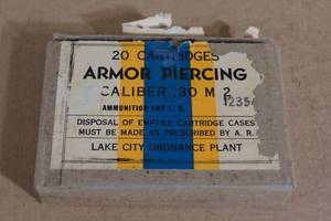lot 26 image: 20 Lake City Ordnance .30 M2 Armor Piercing Ammo