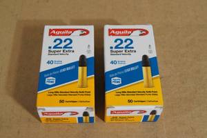 lot 35 image: 100 Aguila .22 LR 40 Gr Lead Solid Point Ammo