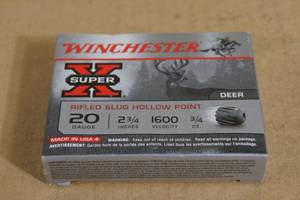 lot 85 image: 5 Winchester Super-X 20 Gauge 2-34 34 Oz HP Rifled Slugs