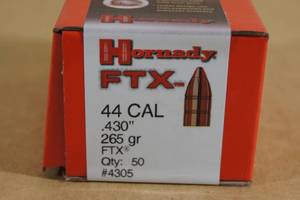 lot 107 image: 50 Hornady FTX 44 Cal .430 265 Gr Bullets