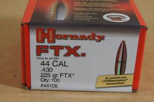 lot 108 image: 100 Hornady FTX 44 Cal .430 225 Gr Bullets