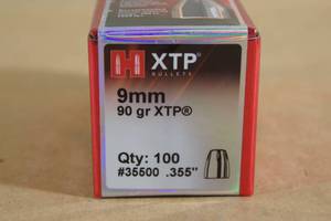 lot 116 image: 100 Hornady XTP 9mm .355 90 Gr Bullets