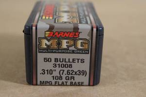 lot 118 image: 50 Barnes MPG 7.62x39 .310 108 Gr Flat Base Bullets