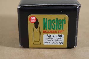lot 123 image: 50 Nosler Ballistic Tip 30 Cal .308 165 Gr Spitzer Bullets
