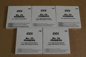 lot 145 image: 500 CCI No 34 Primers for 7.62mm Large Military Rifle