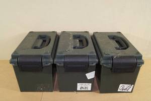 lot 195 image: 3 HQ Issue Plastic Ammo Cans