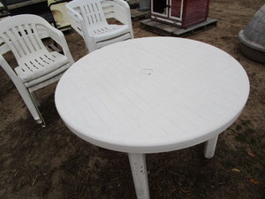 lot 41 image: Patio table 40Dx29H, seven stacki...
