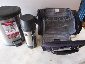 lot 134 image: Travel bag, 1.3 gallon step on can,...