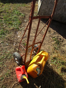 lot 141 image: Hand truck, diesel & gas can...