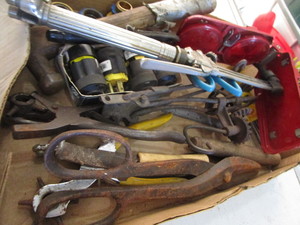 lot 218 image: Cutting torch, vintage tools with f...