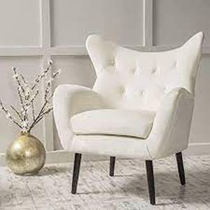 Seigfried Ivory New Velvet Tufted Arm Chair
