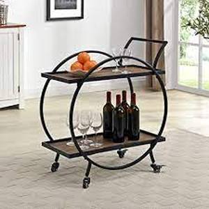 28 x 14 x 32 in Metal Black And Brown Odessa Bar Cart