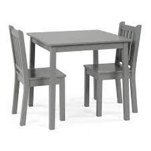 3-Piece Grey Kids Large Table and Chair Set