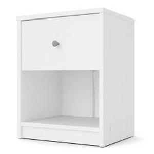 Portland 1-Drawer White Nightstand