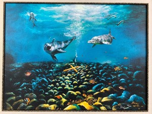 lot 4 image: Akiane Kramarik Hour Glass (Dolphins) SLE on Canvas - Framed