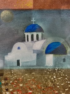 lot 18 image: Framed Original Painting by Greek Artist, Rip (Euripides) Kastaris - Symphony Garden
