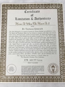 lot 23 image: Thomas Kinkade Limited Edition Signed and Numbered Litho 279400 PP- Home is Where the Heart Is II