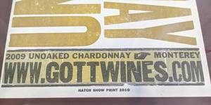 lot 109 image: Hatch Show Print 2009 Joel Gott Wines, Framed