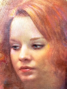 lot 30 image: Painting by Rip (Euripides) Kastaris - Girl with Red-Blonde Hair- Signed