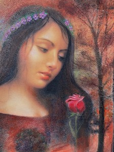 lot 31 image: Painting by Rip (Euripides) Kastaris - Girl with Brown Hair- Signed