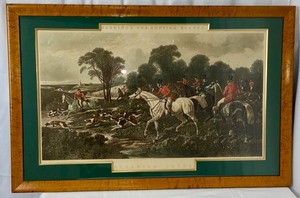 lot 50 image: Antique 19th Century Hand Colored J.F. Herring Herrings Fox Hunting Scenes Breaking Cover Aquatint Etching