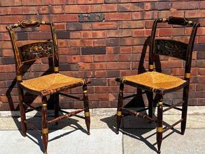 2 Rush Seat Wooden Chairs