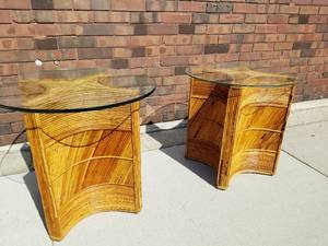 Vintage Pencil Bamboo End Tables
