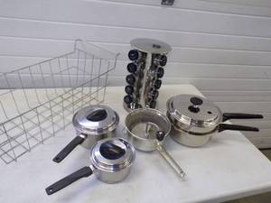 Spice Rack and Pots and Pans