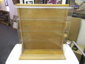 Acrylic & Oak Diecast car display case. - NICE CASE - APPROX 23wide 25high 8deep - 5 shelf - GREAT PIECE - SEE PICTURES