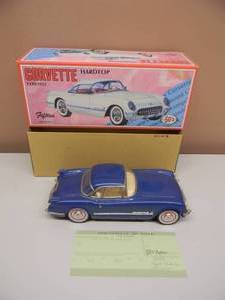 FIFTIES LEADWORKS JAPAN FRICTION CAR -  TYPE 1953 CORVETTE HARDTOP - NEW IN BOX WITH TITLE - GREAT PIECE - APPROX 11 - SEE PICTURES