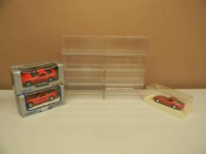 8 - 143 SCALE PLASTIC CAR CASES WITH 3 CORVETTES - IN BOX - SEE PICTURES
