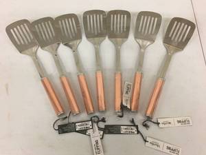 lot 25 image: Brand New Lot of 7 Martha Stewart Collection Copper Slotted Turners