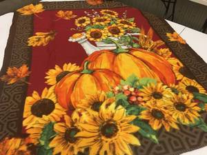 lot 120 image: Brand New Set of TWO 60x48 Soft Fleece Harvest Themed Throws