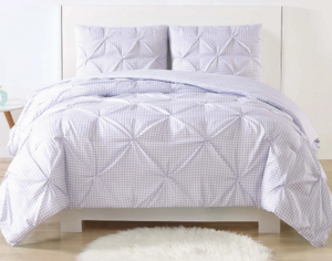 lot 62 image: Brand New Laura Hart Kids Printed Gingham Pinch Pleat 2-Piece Twin XL Duvet Cover Set