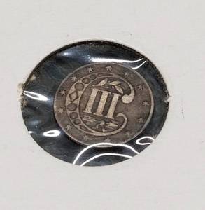 1856 US THREE CENT SILVER TRIME FINE