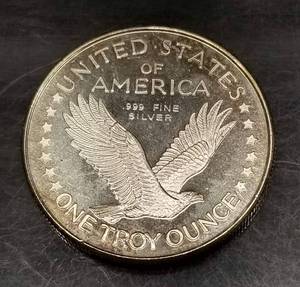 1 TROY OZ .999 FINE SILVER STANDING LIBERTY DESIGN