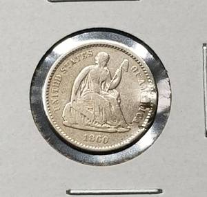 1860-O US SEATED LIBERTY HALF DIME edge damage