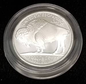 1 TROY OZ .999 FINE SILVER INDIAN BUFFALO ROUND IN AIRTITE