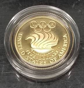 1988 US OLYMPIC $5 GOLD (.24 TROY OZ) 2 COIN GOLD & SILVER SET