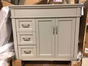 Ashburn 36 in. W x 21.75 in. D Vanity Cabinet in Grey by Home Decorators Collection Customer Returns See Pictures