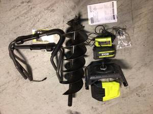 40V HP Brushless Cordless Earth Auger with 8 in. Bit with Battery and Charger by RYOBI Customer Returns See Pictures